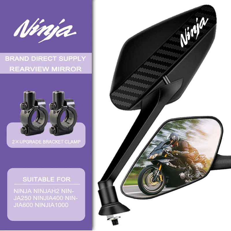 

2Pcs Motorcycle Carbon Fiber Rearview Mirrors Durable material 8mm For NINJA NINJAH2 NINJA250 NINJIA400 NINJIA600 NINJIA1000