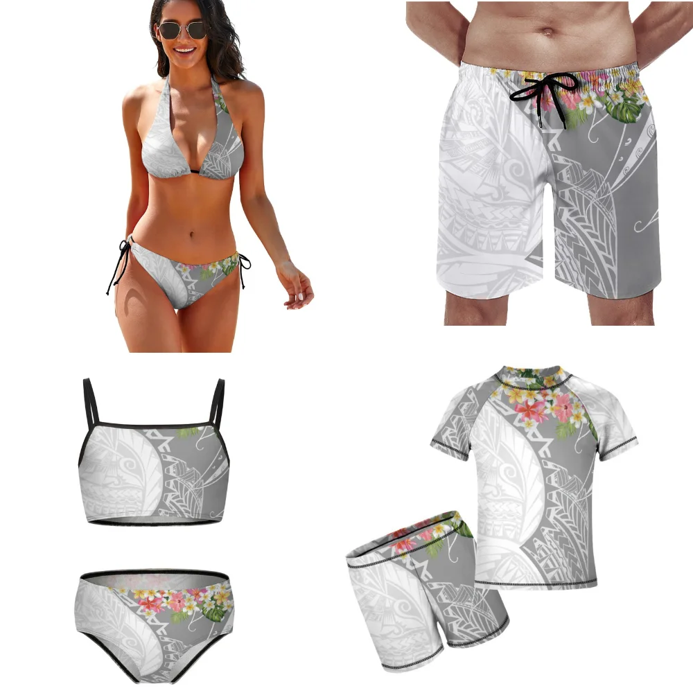 

Summer Father Mother Boy Girl Beach Bikini Pool Party Swimwear Hawaii Vacation Set Polynesian Custom Family Party Swimwear