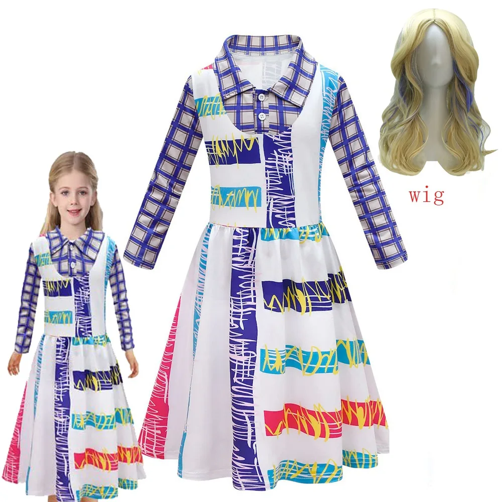 2026 ТВ 4 странный карнавальный костюм 11 одиннадцать платье детское клетчатое платье для девочек парик костюм наряд для вечеринки на Хэллоуин 3-12 лет