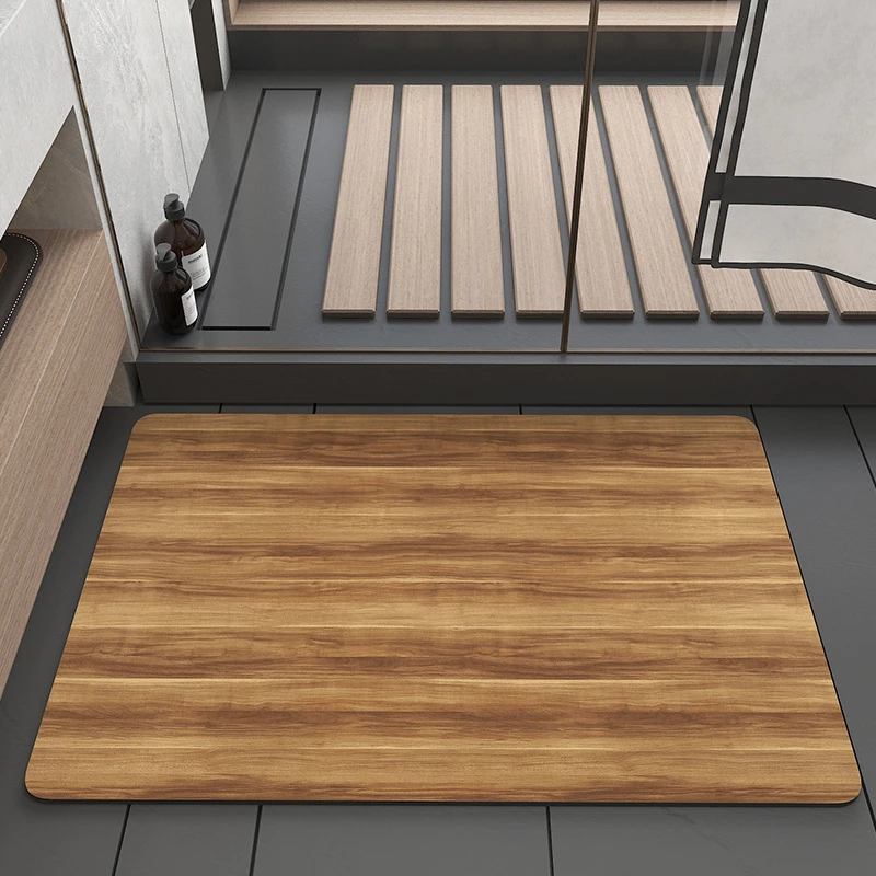 Wood Grains Printed Bathroom Mat, Absorbent Bath Carpets, Toilet Doormat, Floor Rugs, Beside Bathtub, Anti-Slip Pad 40x60 50x80