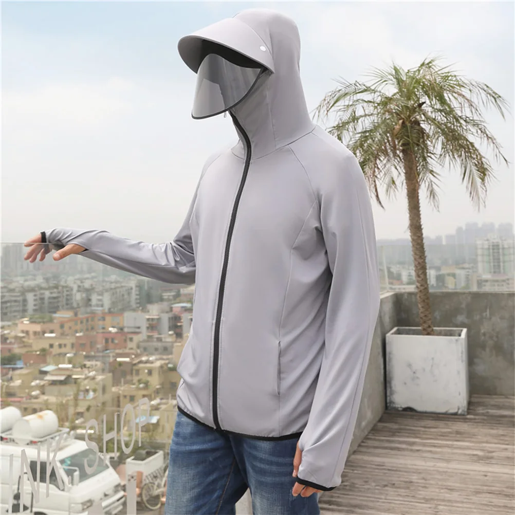 

Anti-Uv Sun Clothing Breathable Waterproof Jacket Foldable Uv Protection Wear for Running Cycling Fishing Vacation Beach Grey L