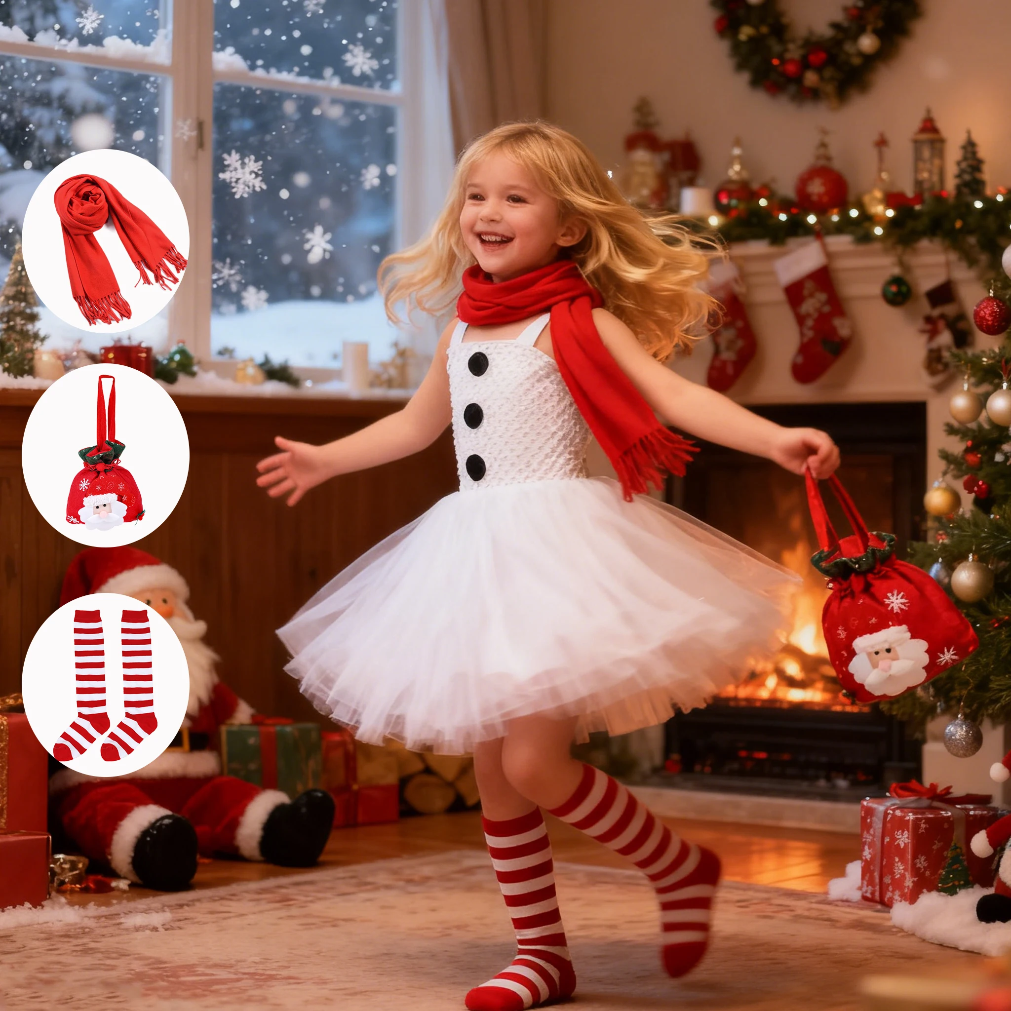 2026 Christmas Dress For Girls Snowman Christmas Costume Sui