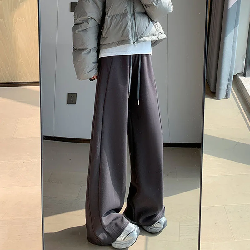 Korean Fashion Wide Leg Sweatpants Female Autumn Winter Streetwear Loose Fleece Thickened Pants Woman High Waist Casual Pants 6 Korean Fashion Wide Leg Sweatpants Female Autumn Winter Streetwear Loose Fleece Thickened Pants Woman High Waist Casual Pants 6