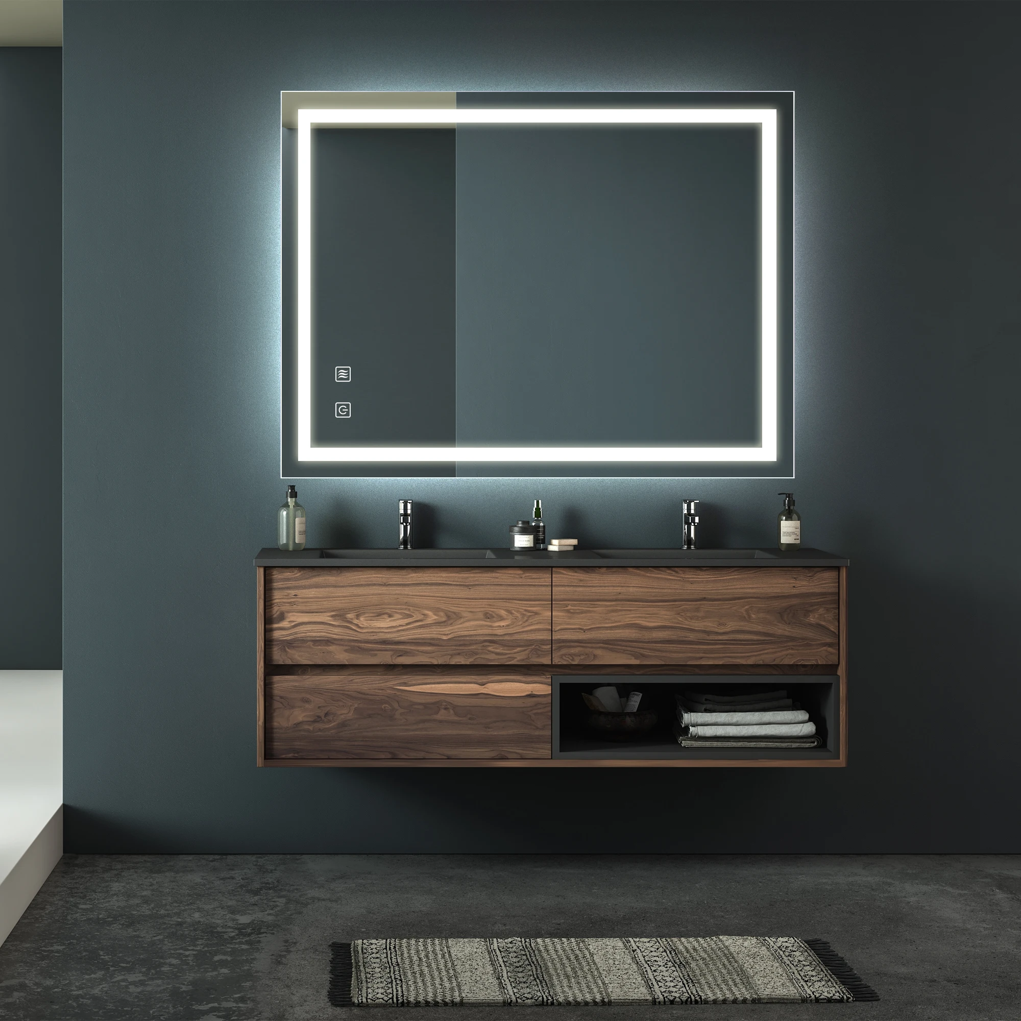 32x24inch Bathroom Led Classy Vanity Mirror with focused backplane,Dimmable Touch,Anti-Fog,IP54 Waterproof,Vertical & Horizontal