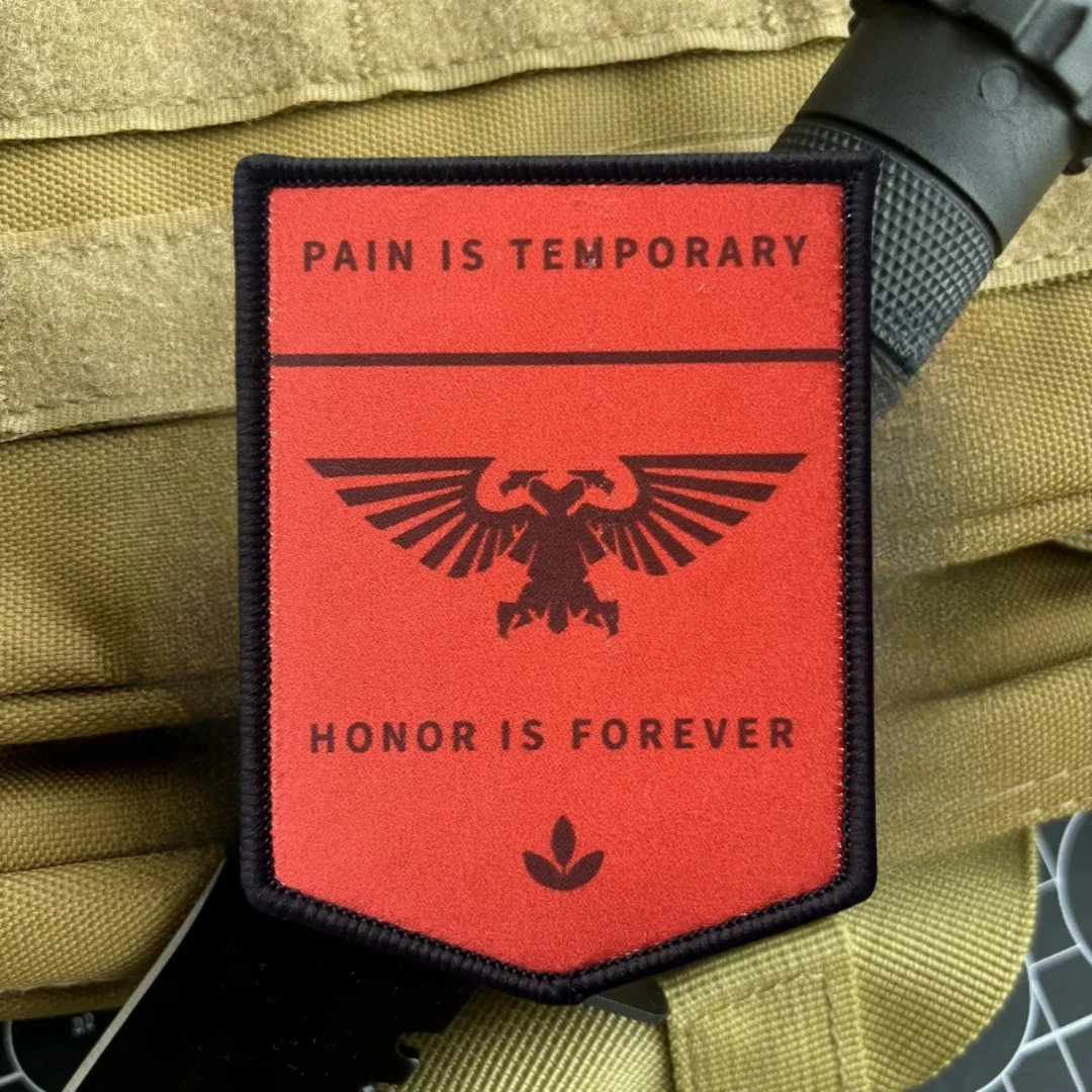 

"Pain Is Temporary, Honor Is Eternal" Funny Morale Badge Patch Military Emblem Tactical Printed Hook Clothing Backpack Stickers