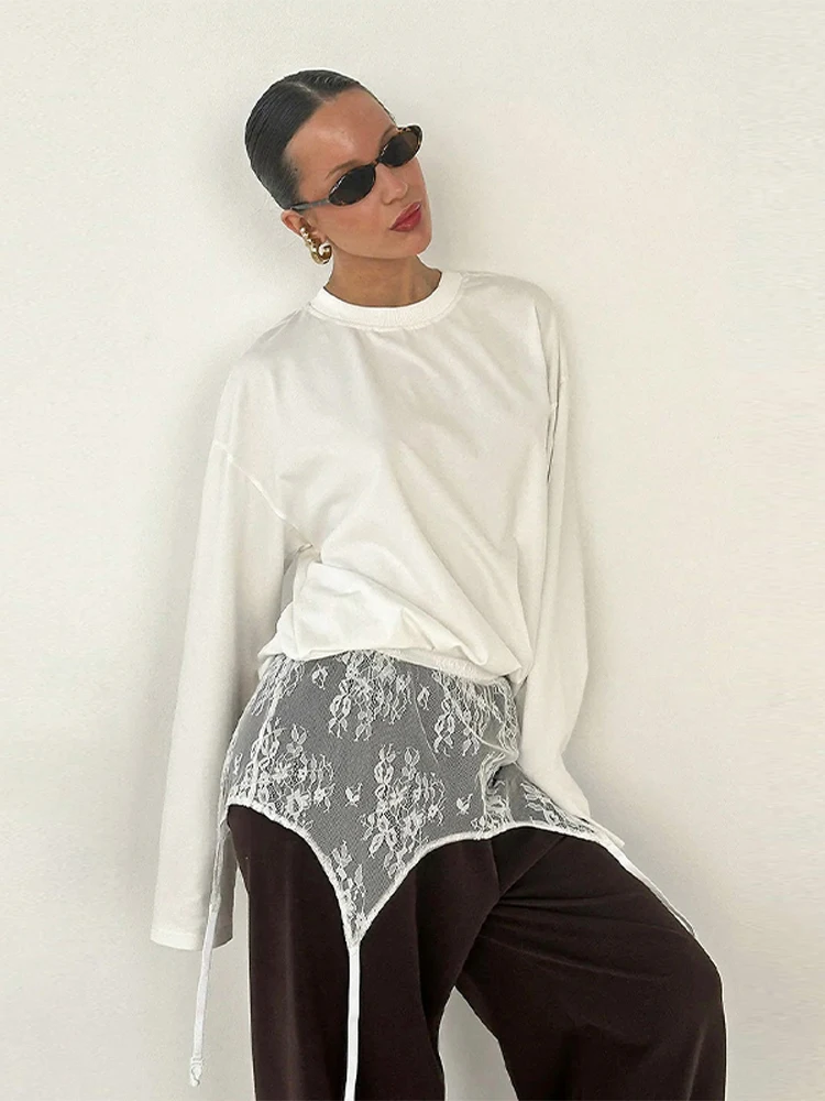 

Повседневная женская юбка с кружевной отделкой и прозрачной накладкой, модный универсальный корейский стиль, новинка 2026 года, уличная мода