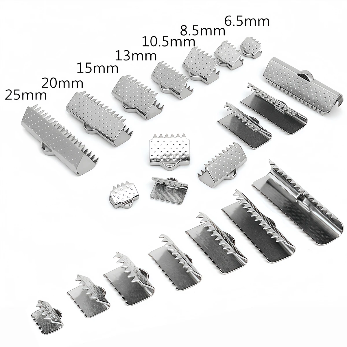 10/30 Stück Edelstahl-Crimp-Perlen, Cove-Verschlüsse, Kordel-, Band- und Lederclips, Abdeckungen, Verschlüsse und Verbinder für die DIY-Schmuckherstellung – Detail 2
