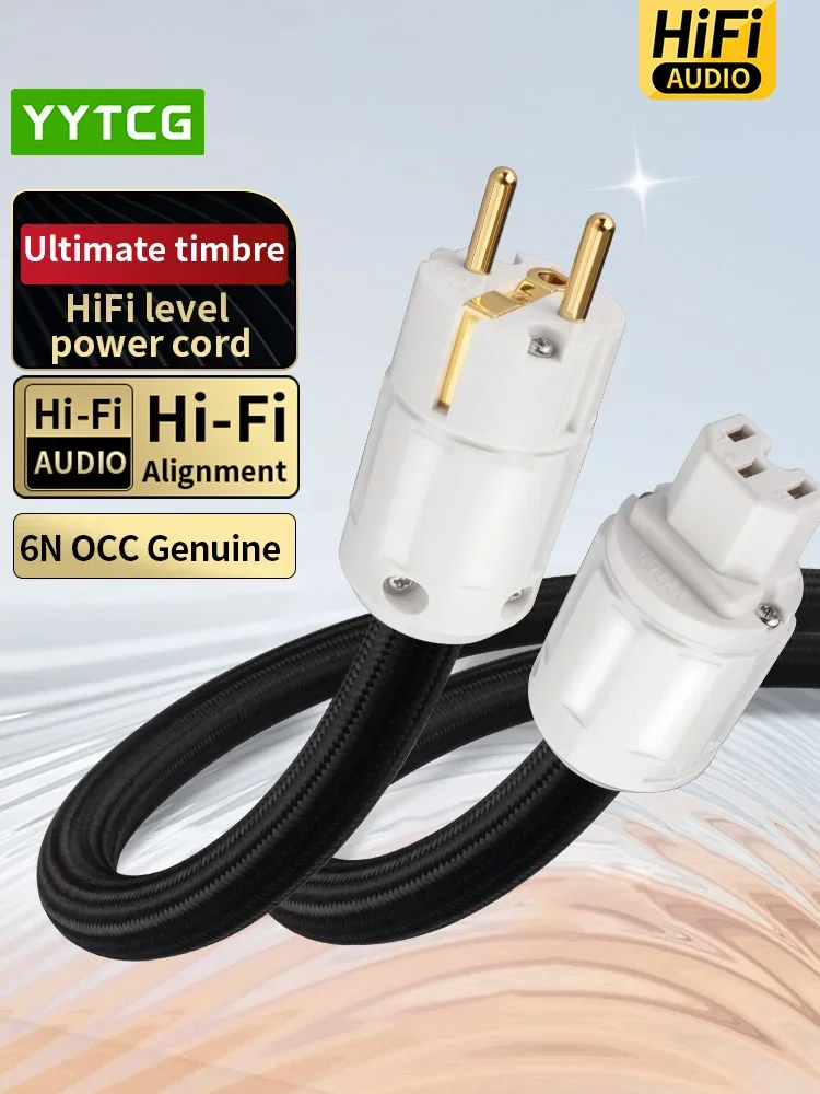 

YYTCG Hifi Power Cord High Quality Adapter Connector AC Power Cord 6N OCC HiFi Audio EU/US Plug For CD Decoder Amplifier