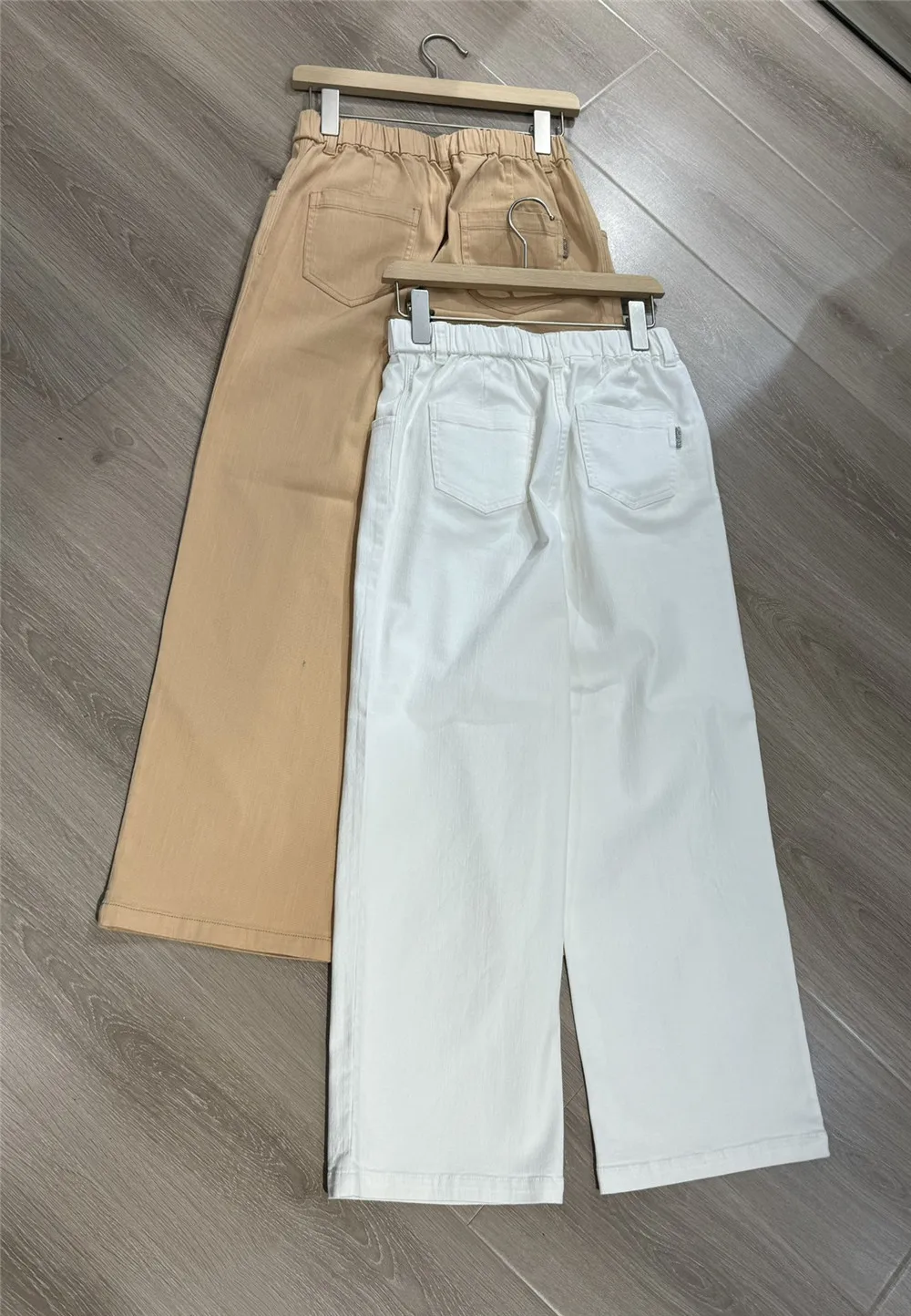 High Quality Stretch Cotton Bead Chain Straight Leg Casual Pants Women Clothing