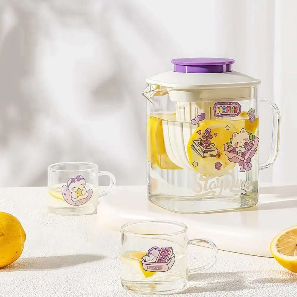 

Separation Glass Teacup with Lid Heat-resistant Detachable Clear Tea Maker Anti-scald Handle Built-In Filter