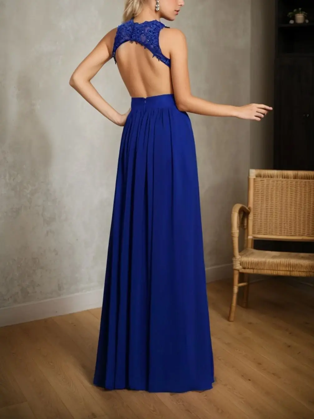 Fashions Elegant A-Line Evening Dress V-Neck Sleeveless Chiffon Floor-Length Pleated Wedding Guest Dress 2025 Free Customized