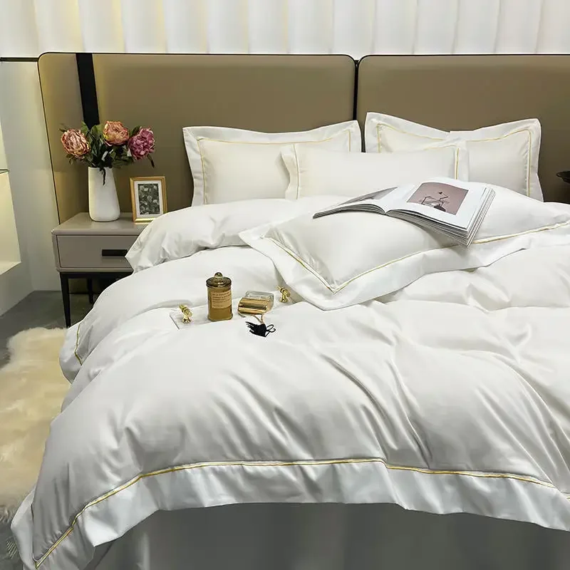 

2024 New High Gram Heavy Washed Cotton Sanded Hotel Style Simple Bedding Set