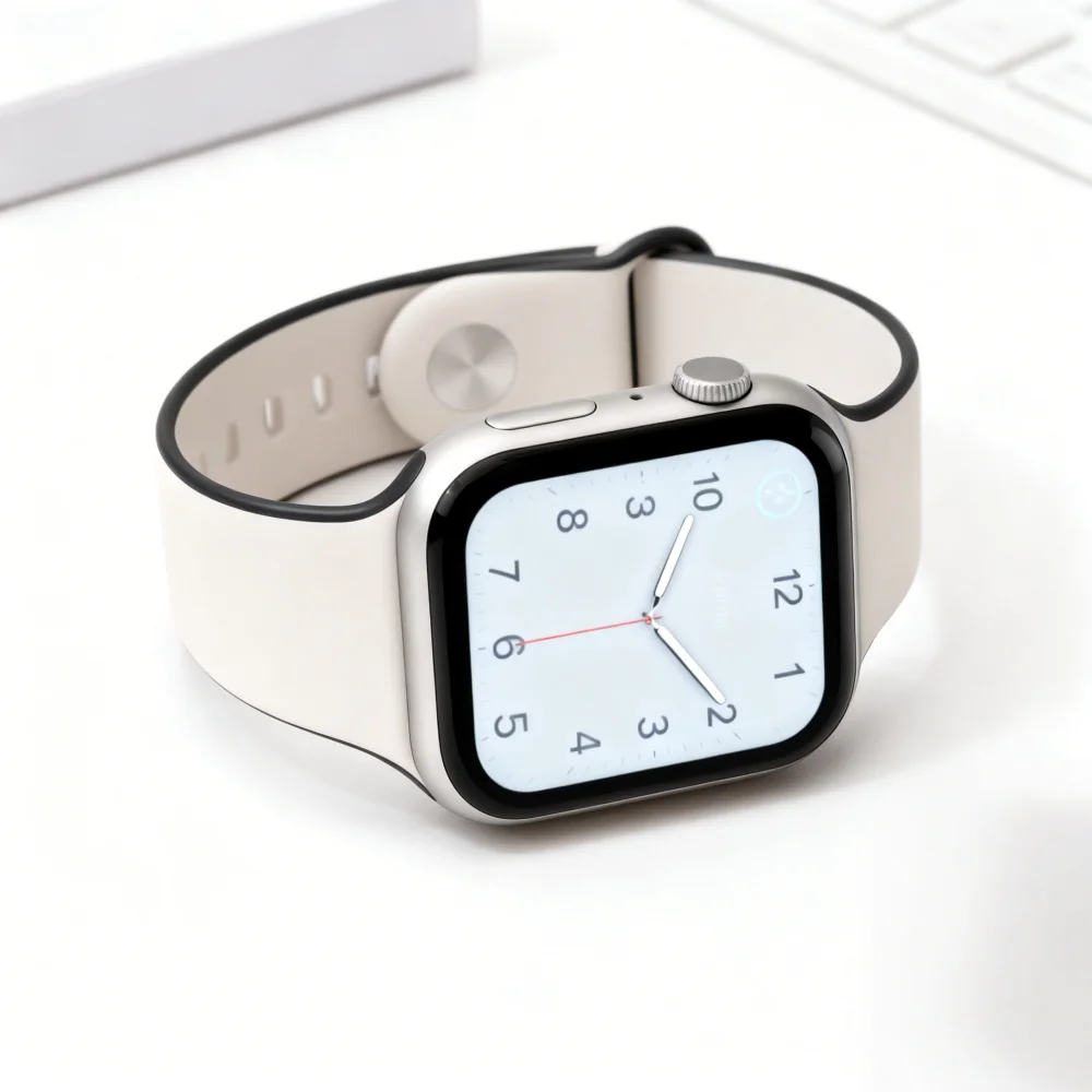 

Резиновый ремешок премиум-класса FKM подходит для Apple Watch 7/8/9/10/se 44 мм/45 мм/46 мм, удобный спортивный браслет для дайвинга, женский и мужской браслет