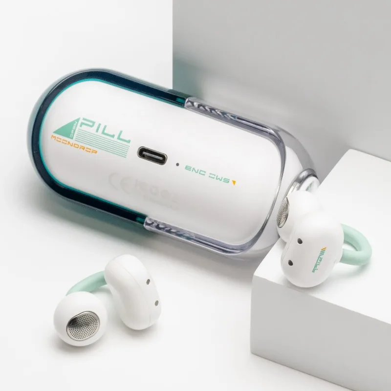 MOONDROP حبوب منع الحمل الموسيقى كبسولة OWS الأذن هوك سماعات لاسلكية بلوتوث 6.0 AI ذكي الحد من الضوضاء الأذن كليب سماعات TWS #6