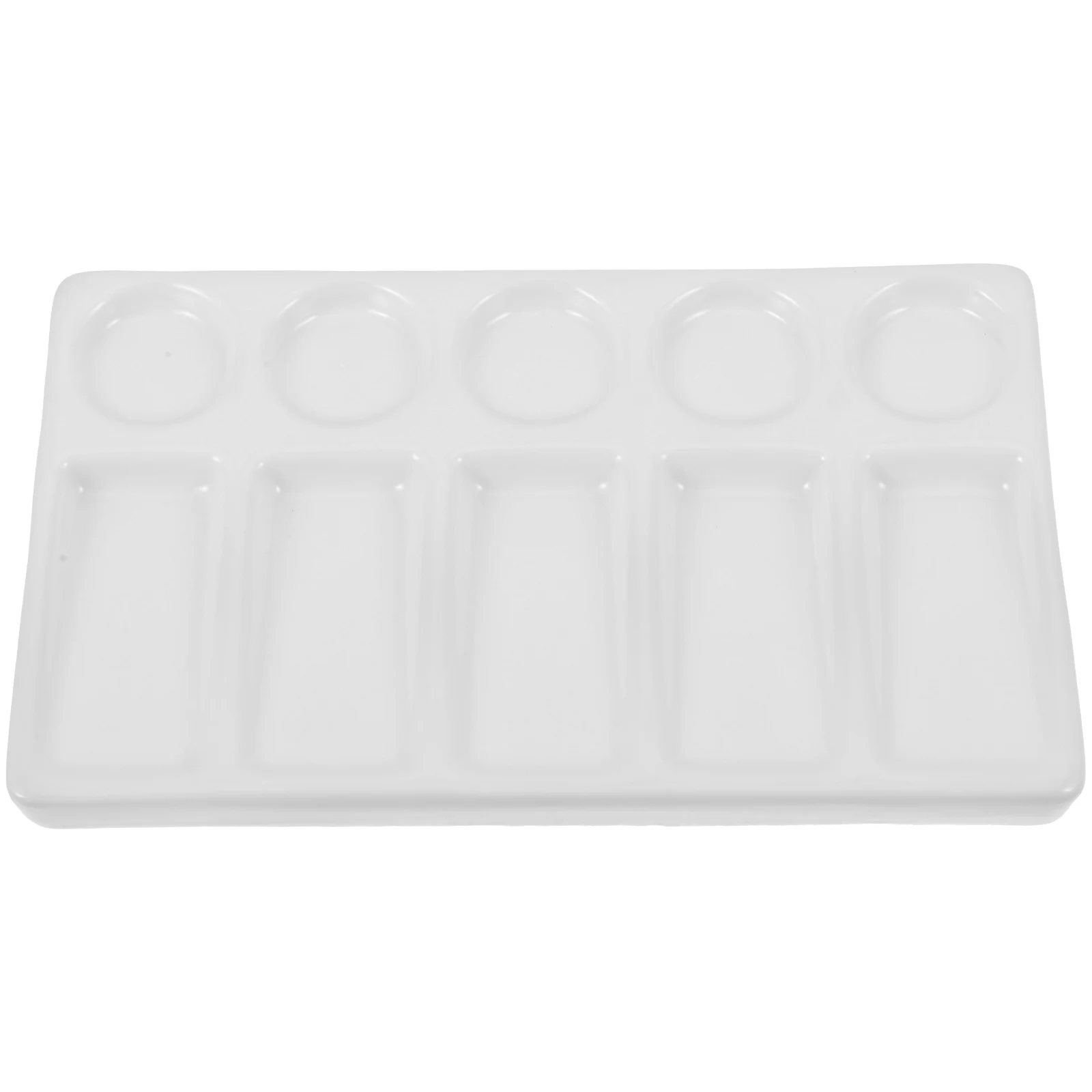 

10 Wells Rectangular Plastic Palette White Surface for Watercolor Gouache Acrylic Oil Mixed Media Paint Palette Easy Clean