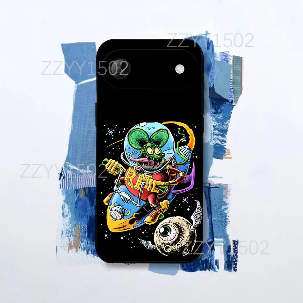 Coque de téléphone Rat Fink pour iPhone 17,16,15,14,13,12,Pro,Max,Plus,E,SE4,Air,Mini coque Funda noire