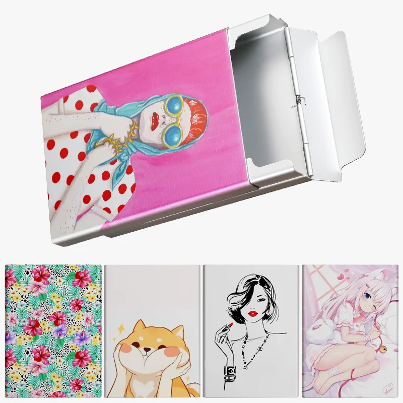 Classic Animation Anime Cute 89mm Smoking Gift  For Smoker Metal Medium Cigarette Case Box Custom LOGO Photo Color Printing