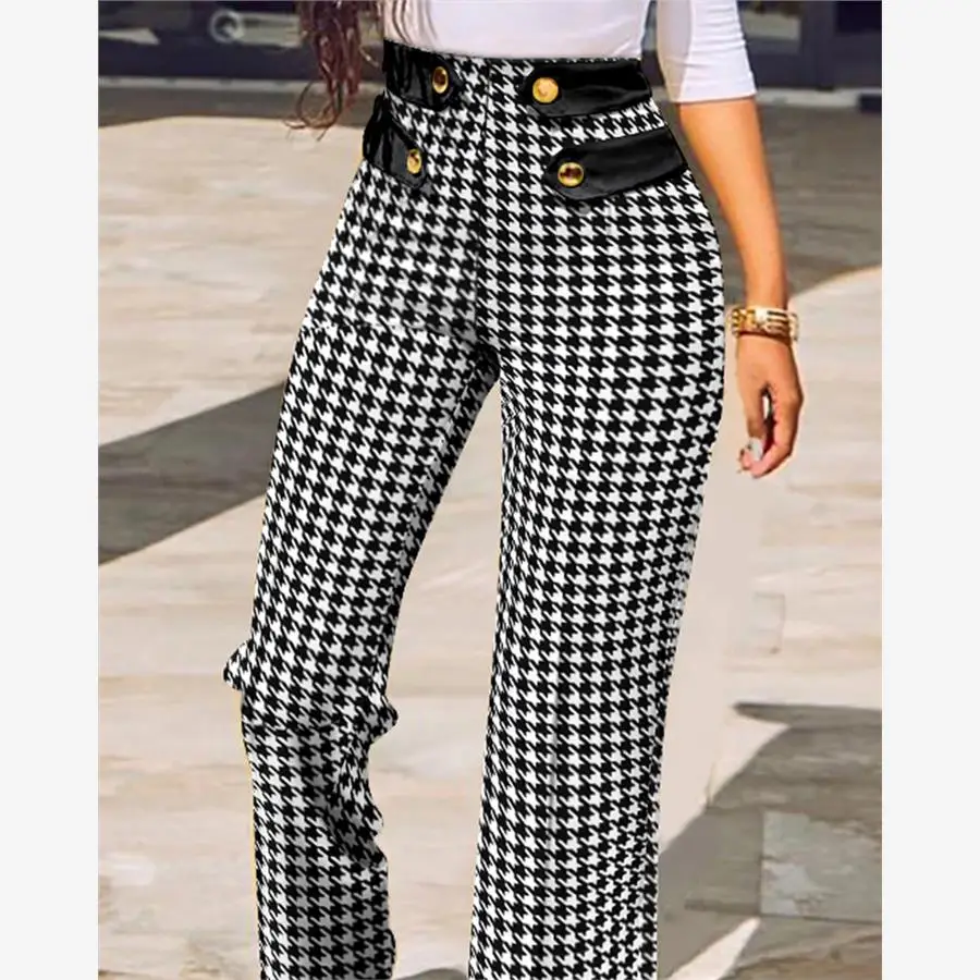 Broek met hoge taille en wijde pijpen Dames casual broek Kleur Blo Butt Lifting Street Sle Lange broek Asymmetrisch ontwerp