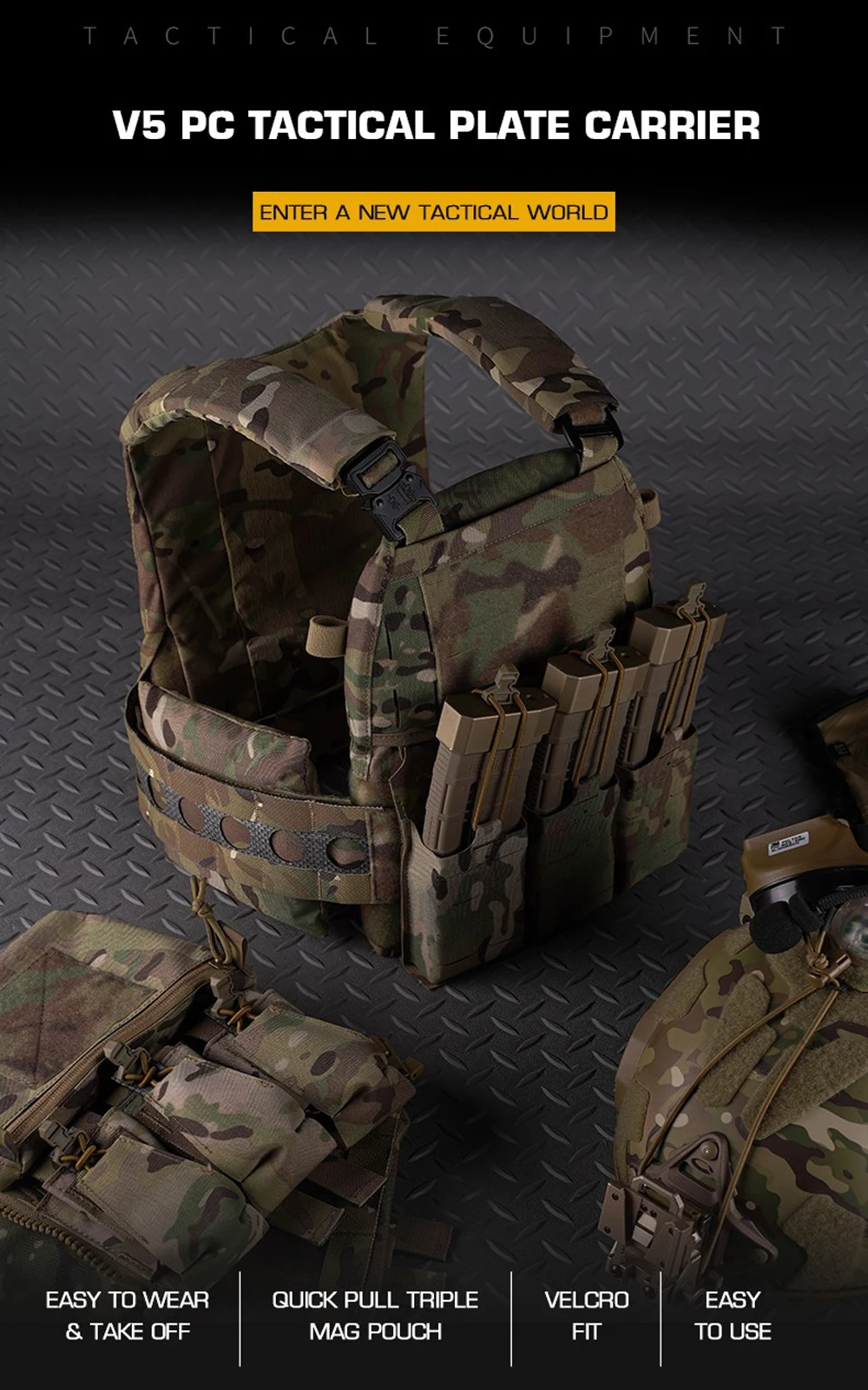 ICEFANG GN5 Harnais tactique léger pour chien avec 2 poignées,gilet MOLLE, panneaux à crochet et