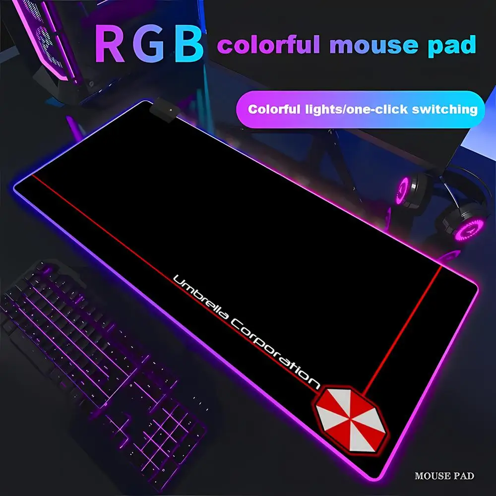 

RGB HD Umbrella Corporation Mouse Pad Non-slip Locking Edge DeskMat PC Laptop Accessories Rubber Office Keyboard Large Game XAXC