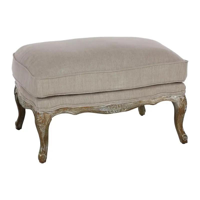 

Gray Weathered Finish Living Room Accent Ottoman, Wood Frame, Textured Fabric Upholstery, Foam Seat Cushion for Comfort and