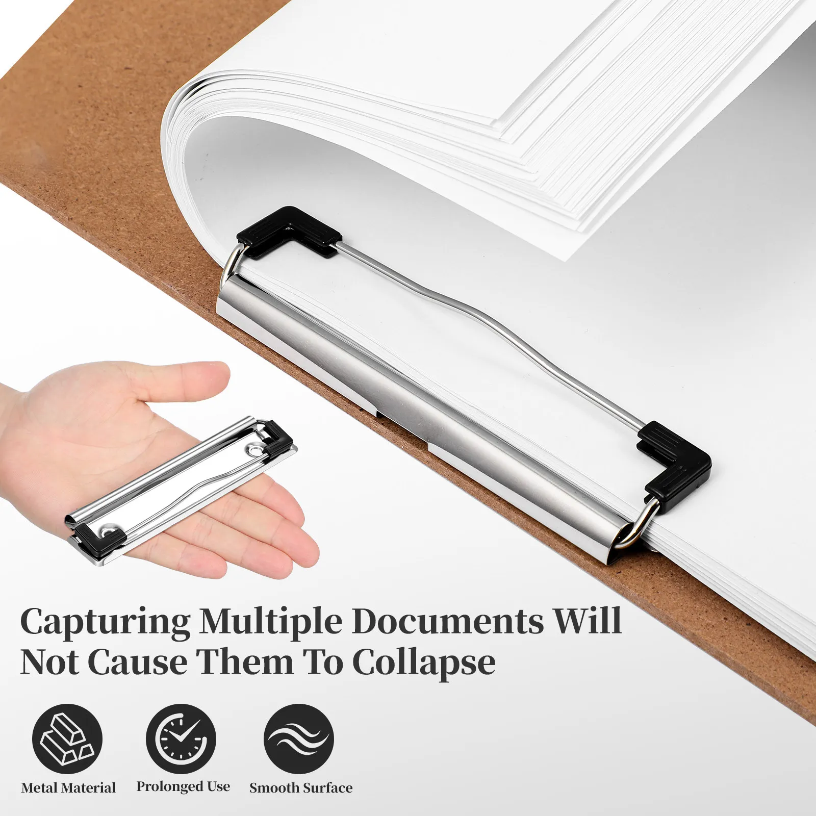 

10pcs Clipboard Clips Mountable Metal Clip Spring-Loaded File Folder Clamps Office Hardboard Clips Stationery For office School