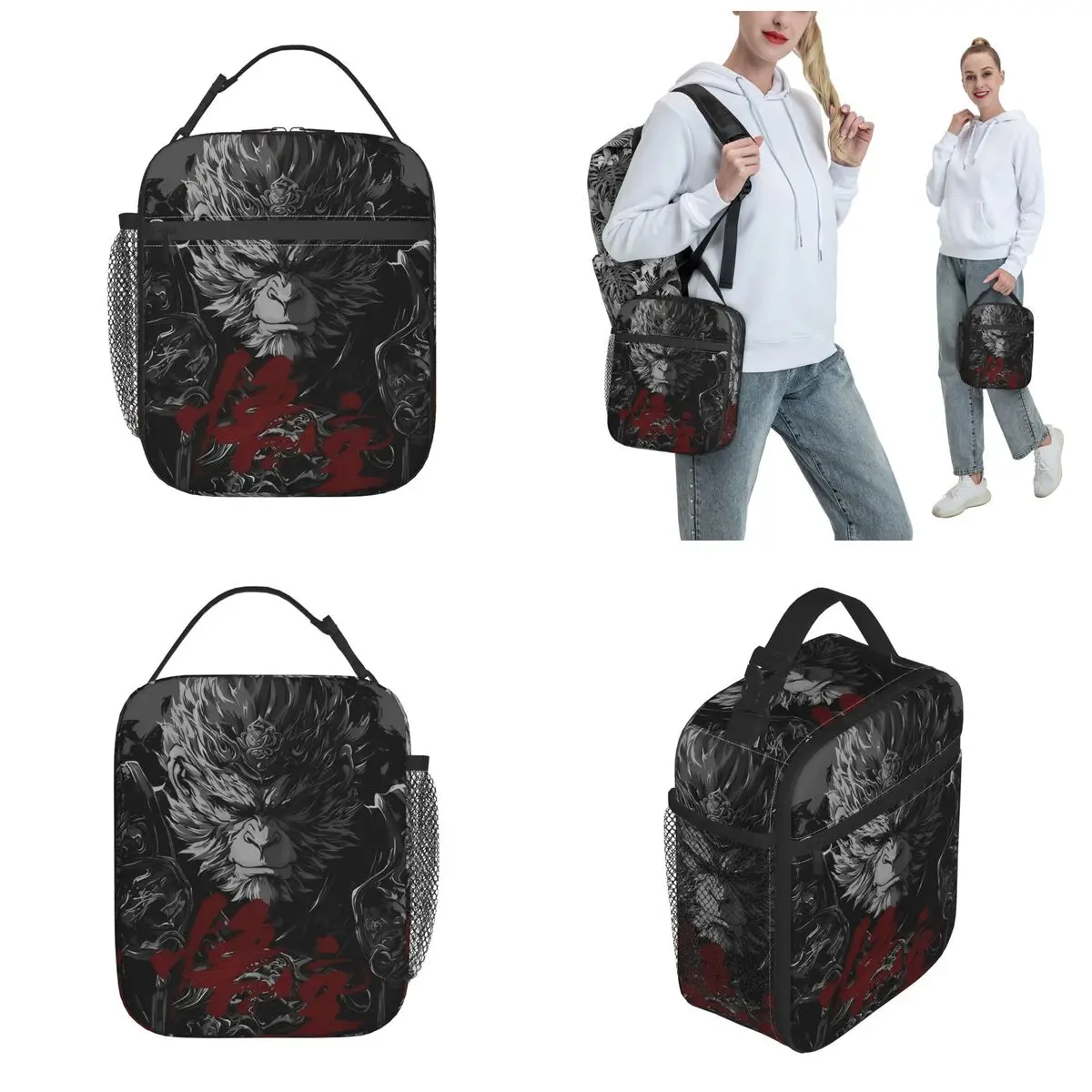 Black Myth Wukong New Game Insulated Lunch Tote Bag For Work Mythology Storage Food Boxes Portable Thermal Cooler Bento Box