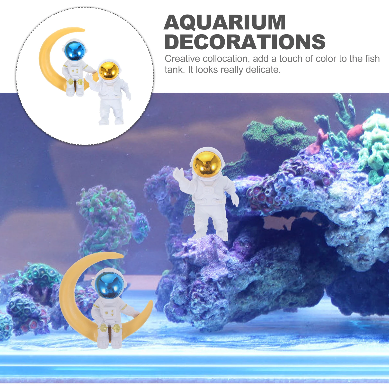 

2pcs Astronaut Ornaments PVC Fish Tank Decorations Outer Space Aquarium Diver Spacemen Home Desktop Pet Supplies