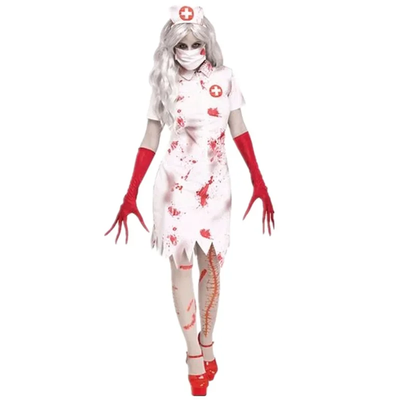 Costumi da infermiera Zombie sangue Cosplay di Halloween