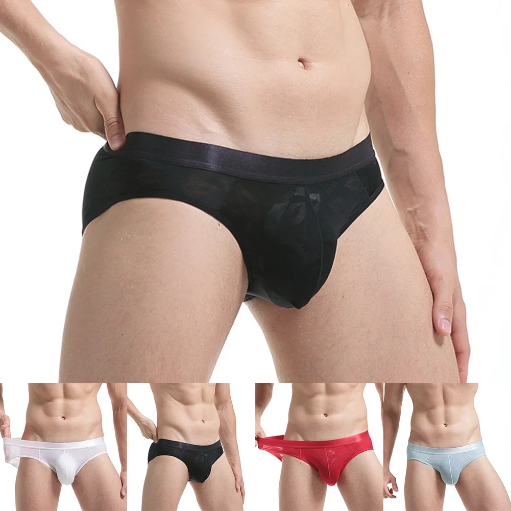 

Mens Print See Through Seamless Panties Stretch Underwear Lounge Lingerie Mesh Pouch Briefs Ultra-Thin Breathable Underpants