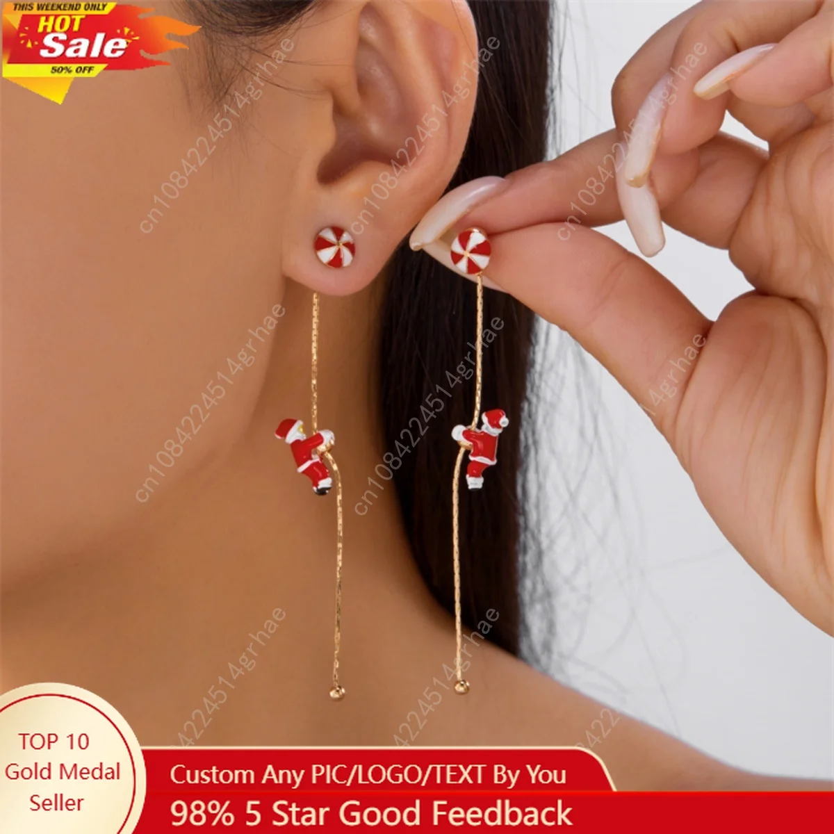 

Creative Christmas Earrings Crawling Santa Claus Xmas Hat Gloves Candy Snowflake Star Fringe Dangle For Women Men Party Jewelry