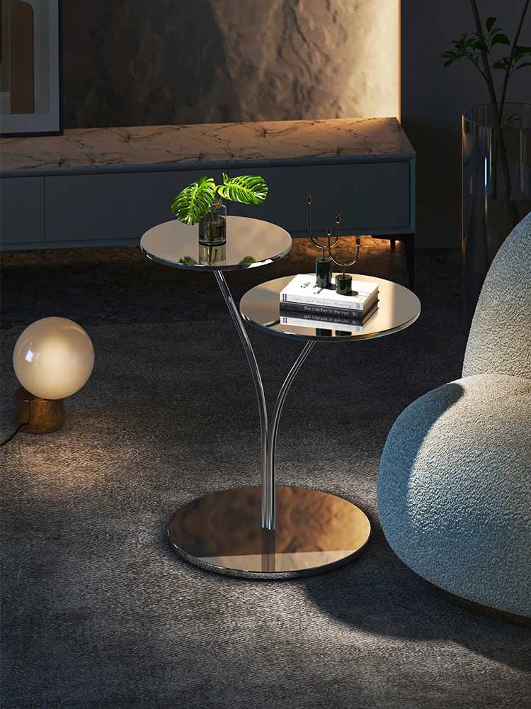 

Stainless Steel Side Table Simple Modern Bedside Table Sofa Small round Table Nordic Coffee Table Corner Table