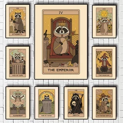 Little Raccoon Taro Poster Sun Moon Magician Dead God Canvas Printing Wall Art Decoration Frameless Painting Home Bedroom Decor