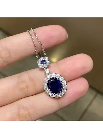 Sapphire Necklace 3Ct Moissanite Women's PT950 Platinum - Exquisite cut, fire interweave, snug comfortable wear