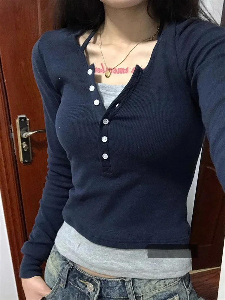 

Сладкий и пикантный американский укороченный топ-футболка Slim Fit для ношения под одеждой, зима 2025, новинка, укороченный спортивный топ