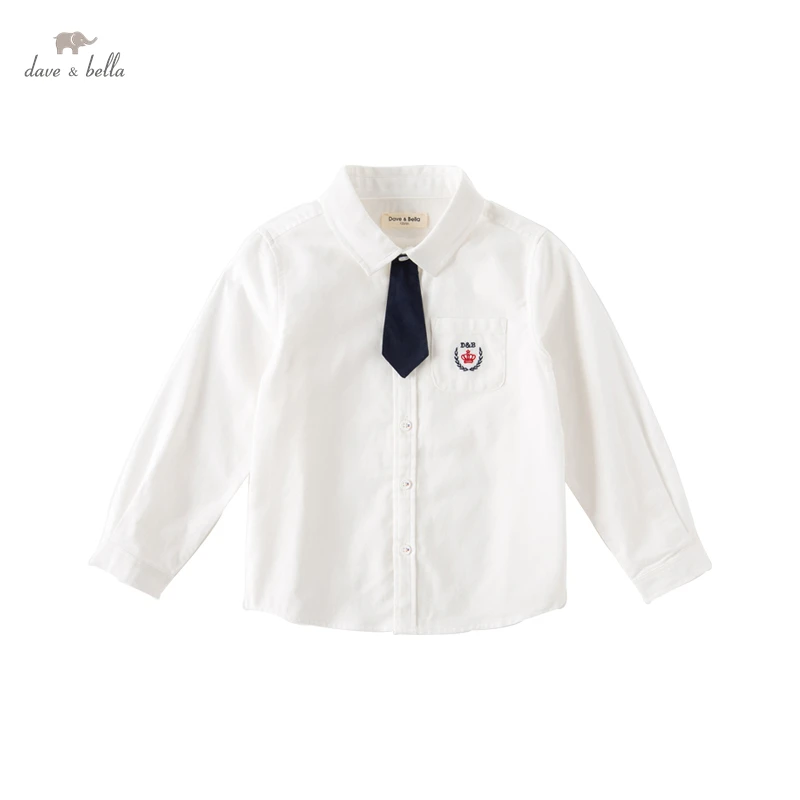 DK3222467 Dave Bella Kids Shirt Boys 5-13 Years Solid Tops Children'S Shirts Long Sleeves Spring& Autumn Cotton Shirt