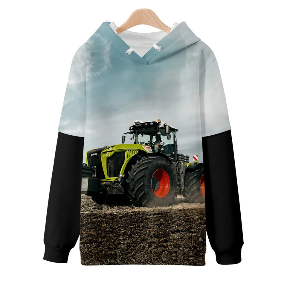 Fashion Hooded Sweatshirt Casual Jacket Autumn Winter Hoodie Car Tractor 3D Printed Hoodies