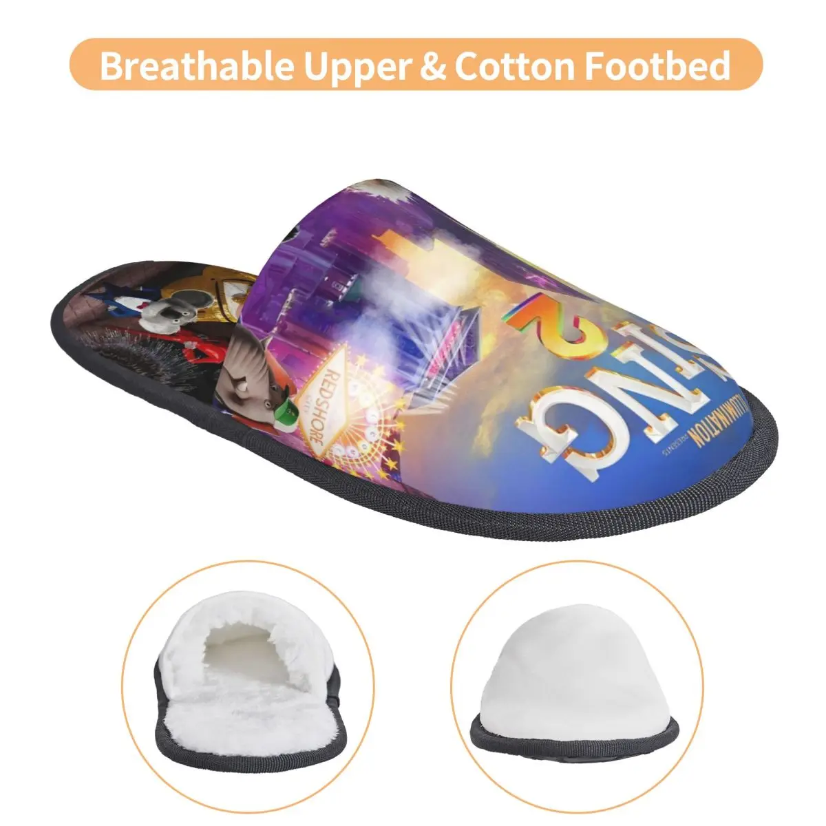 Winter House Slippers Cartoon Movie Sing 2 Accessories Household Fur Slippers Slides Bedroom Musical Comedy Soft Non-skid Slides view 3
