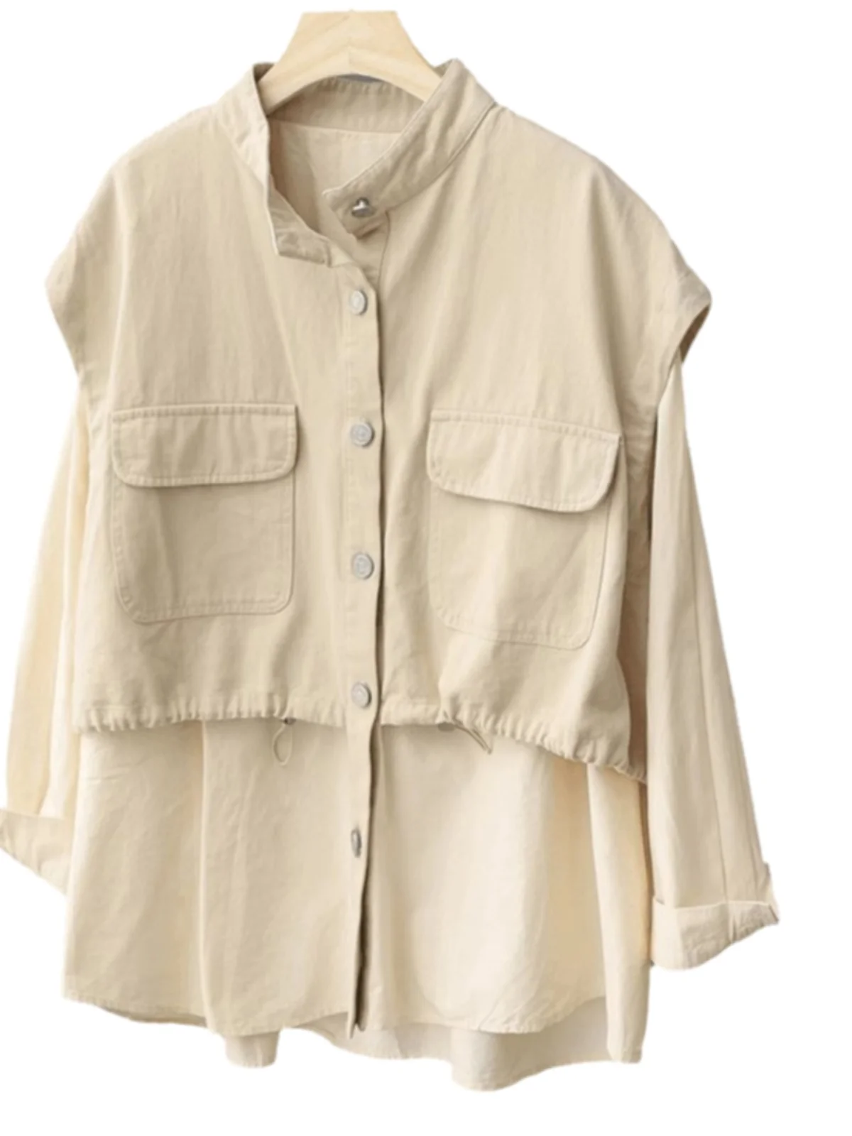 Design Sinn Patchwork Weste irt Oberbekleidung frauen Lose Abnehmen High-End-Gefühl Kleine ence Gefälschte Zwei-Stück top