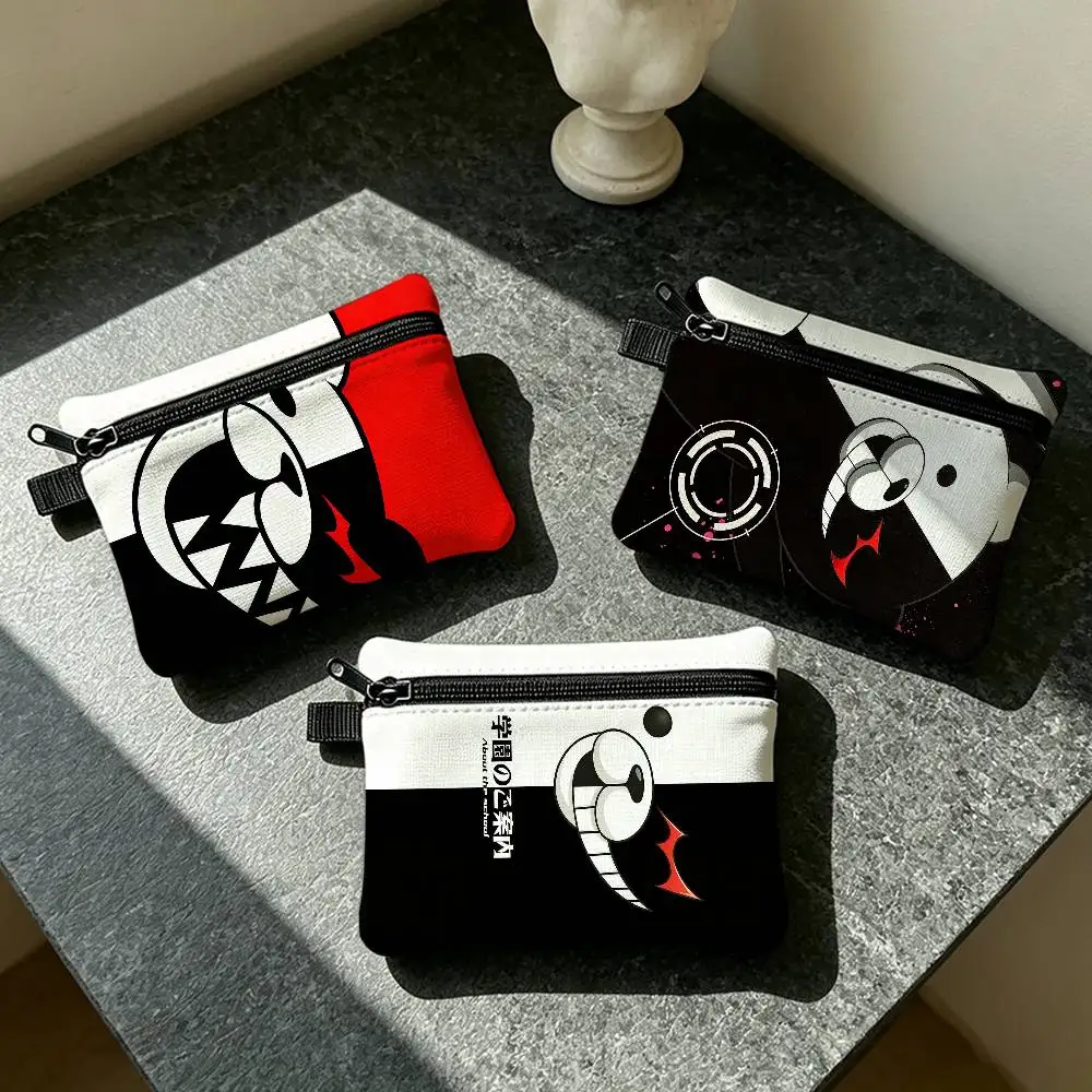 Monokuma Funny Waterproof Zippered Coin Purse – Lightweight Hanging Wallet For Coins ID Cards