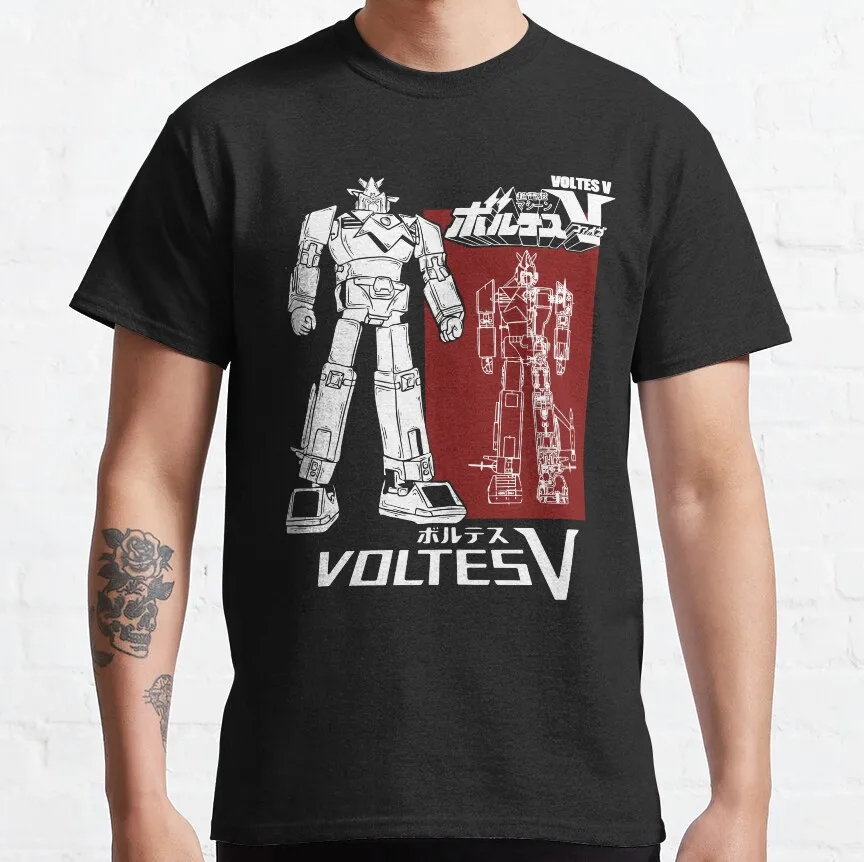 

ROBOT VOLTES V Anime Gift t shirt Japan Robot Mecha graphic tee Y2K Clothes 100% Ccotton printed Large size Tops
