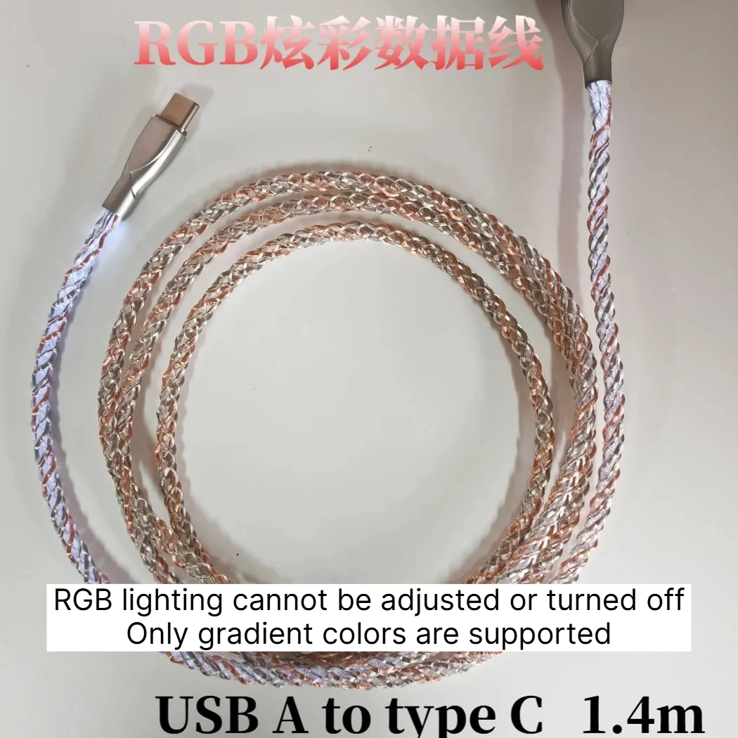 HMLAB RGB Glow Geflochtenes Datenkabel - Farbverlauf-Beleuchtung, USB-A auf Typ-C & USB-C auf Typ-C, Perfekt für Gaming-Tastaturen