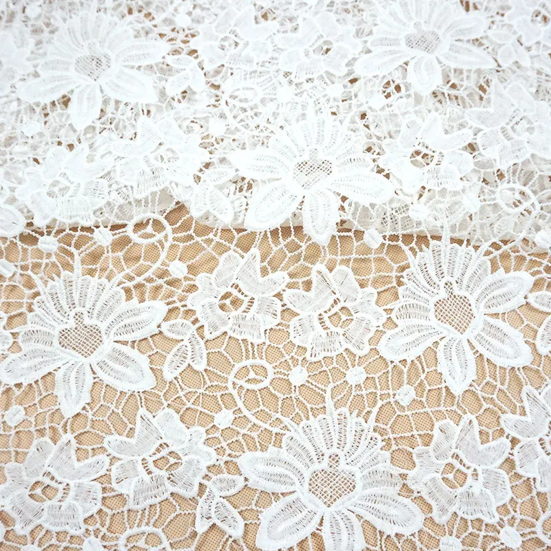 African Guipure Cord Lace Fabric High Quality Nigerian Water Soluble Lace Fabric for Party Dress Wedding Dress By The Yard