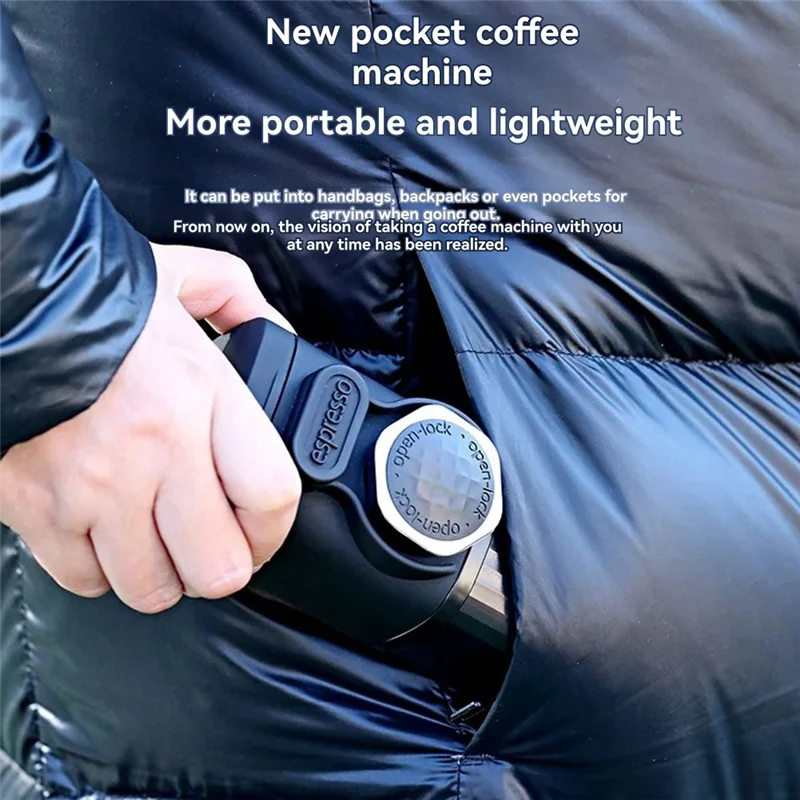 

NEW-Portable Manual Hand Pressure Espresso Maker 15 Bar Travel Coffee Machine Mini For Camping Hiking Picnic No Bate