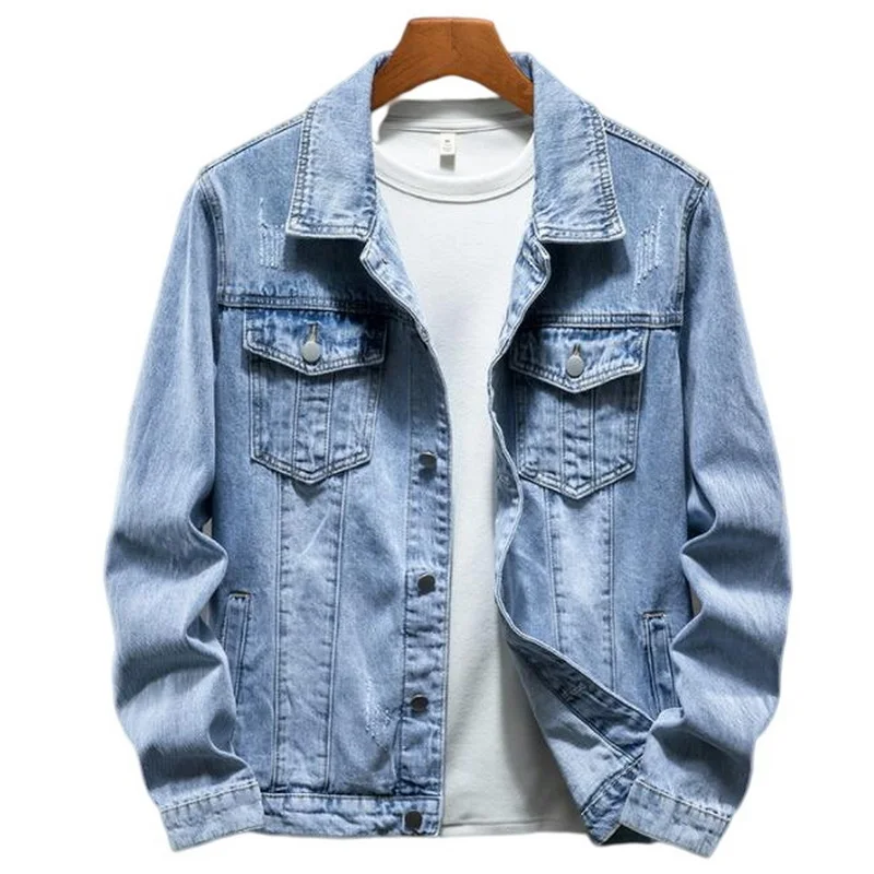 

Mens Jeans Jacket Outwear Fashion Cowboy Jackets Men Patch Denim Jacket