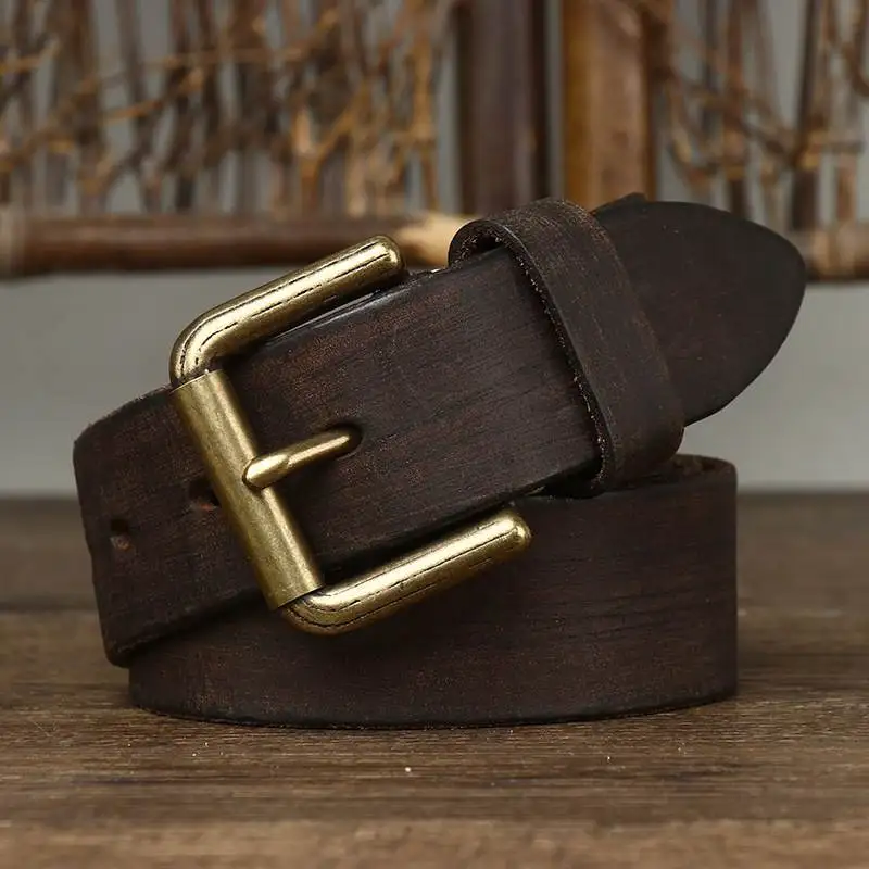 Ceinture en cuir à boucle ardillon pour hommes, jeans pour jeunes, simple et polyvalent, première couche, pur Cirhide, tendance de la mode