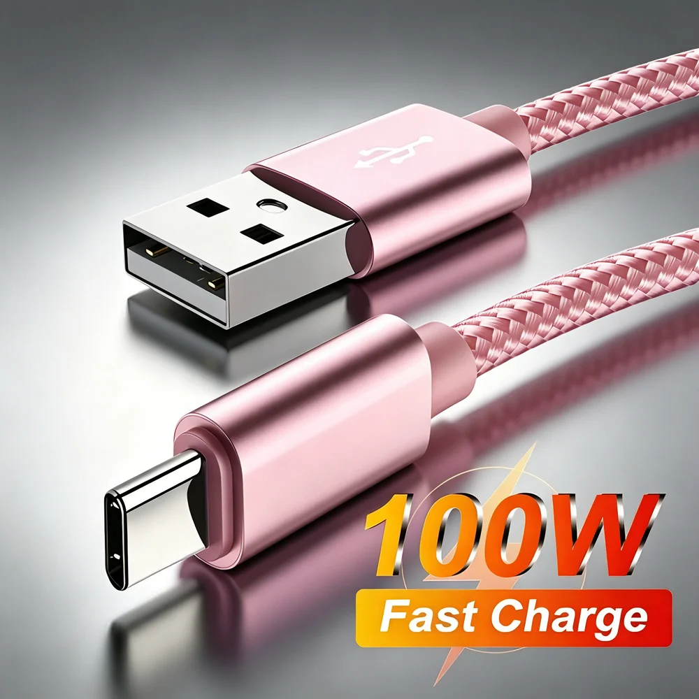 Type C USB Fast Charge Braided Cable For iPhone 15 16 Plus 17 Pro Samsung OPPO Realme Xiaomi Redmi POCO Quick Charging Data Line