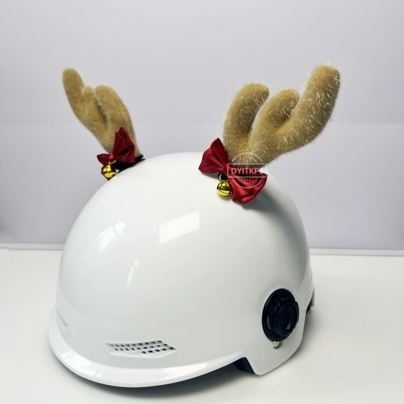 Christmas Helmet Decoration With Cute Antlers And Bells Playful And Lovely Helmet Decoration Christmas Elk Ears Decoration ﻿