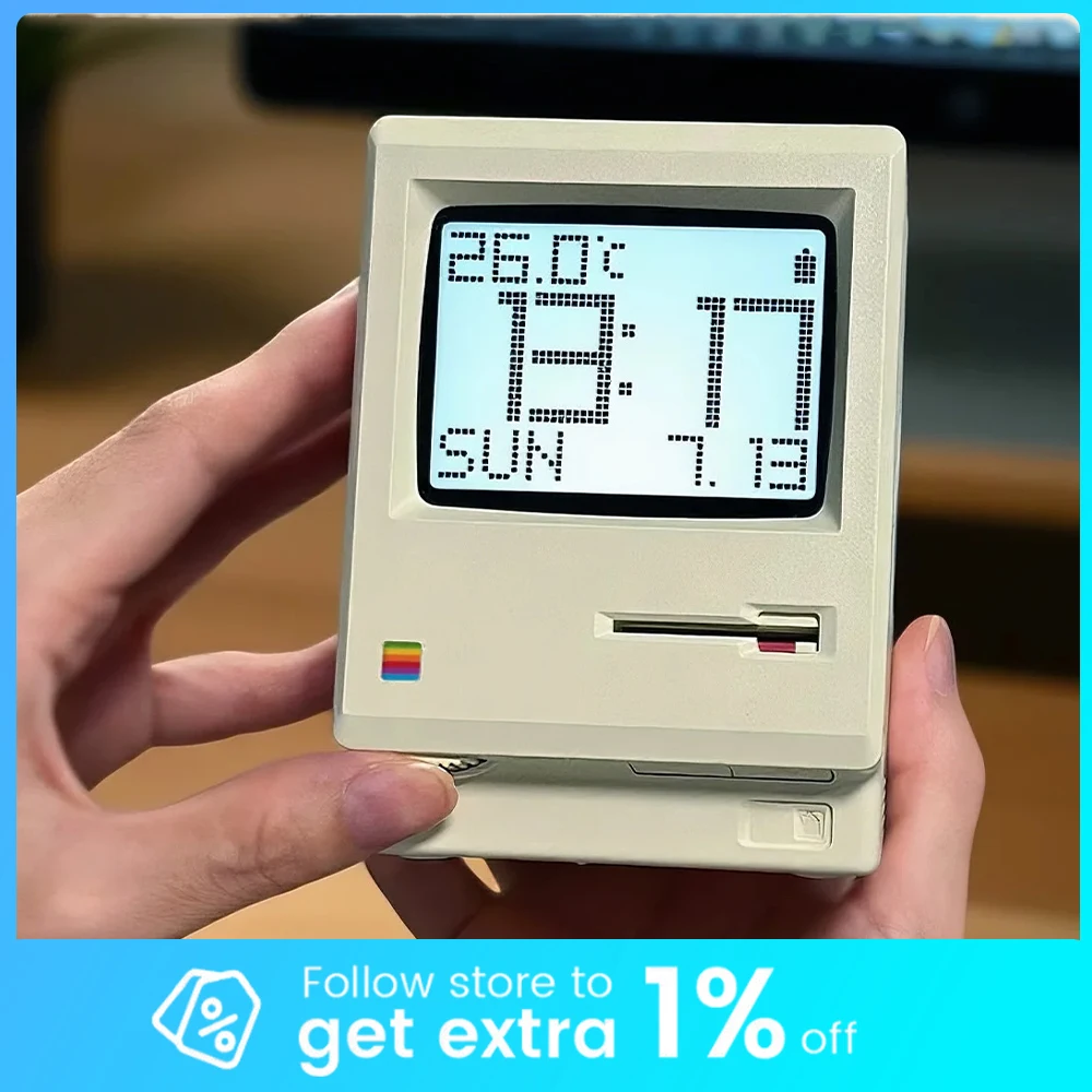 

Maclock Retro Clock Creativity Alarm Clock Student Specific Wake Up Artifact Desktop Decor Computer Keyboard Accessories Gift