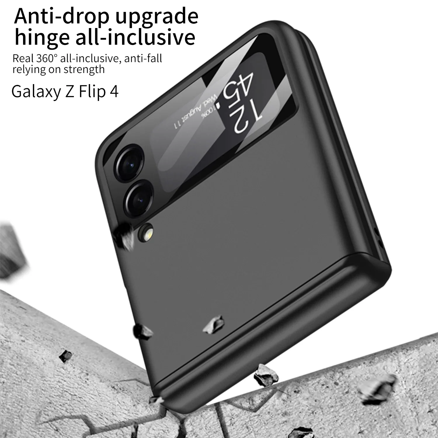 For Samsung Galaxy Z Flip 4 Case Matte All-Inclusive Folding Hinge Ring Bracket Magnetic Wireless Charging Film Shockproof Cover